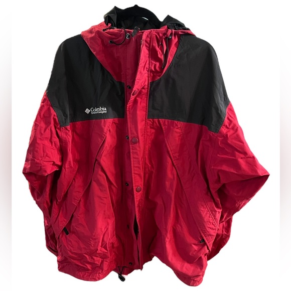 Columbia Vintage 90’s Red Oversized Omni Tech Nylon Jacket Men’s Size La… - Picture 2 of 7